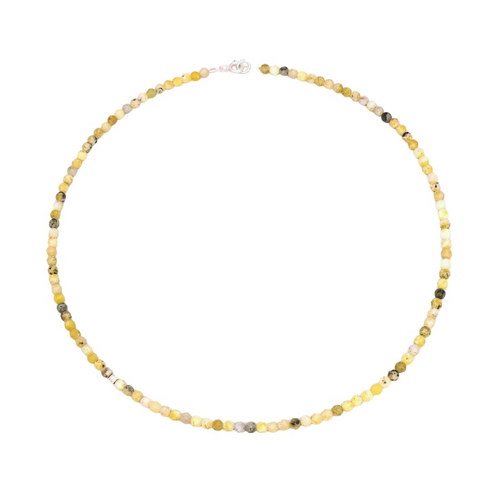 Colier din pietre semipretioase cuart lime si argint, 40 cm