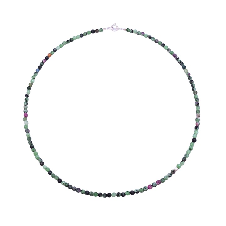 Colier din pietre semipretioase rubin zoisit si argint, 40 cm