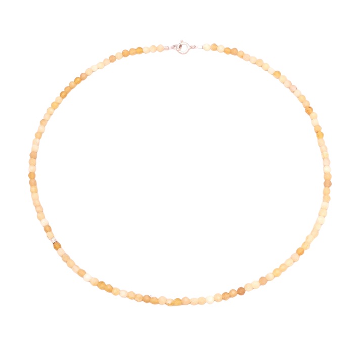 Colier din pietre semipretioase opal galben si argint, 40 cm