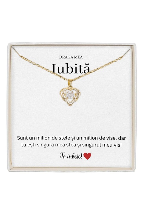 Colier True Love Otel Inoxidabil Placat cu Aur 14K cu Mesaj - Cadou Iubita - The Jewel Heart