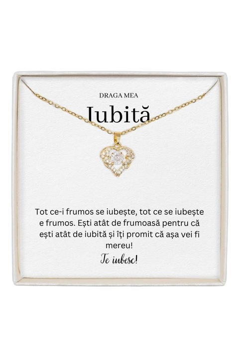 Colier True Love Otel Inoxidabil Placat cu Aur 14K cu Mesaj - Cadou Iubita - The Jewel Heart
