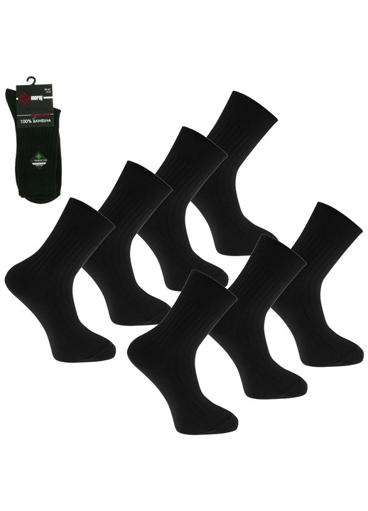 Férfi zokni, Moraj, 7 darabos szett, 100% pamut, fekete, Fekete
