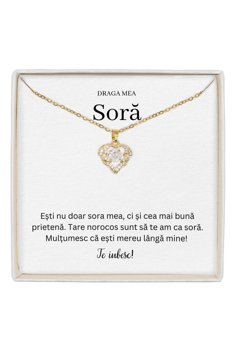 Colier True Love Otel Inoxidabil Placat cu Aur 14K cu Mesaj - Cadou Sora - The Jewel Heart