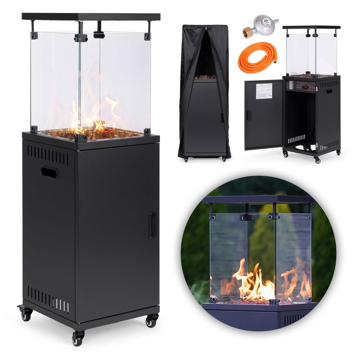 Incalzitor gaz 13 kW, MultiGarden, protectie din sticla, piatra vulcanica, set complet