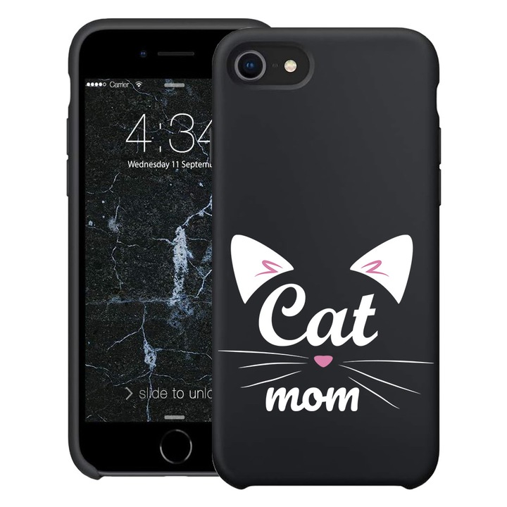 BestCase® Husa Slim Silicon pentru Apple iPhone SE 3 / SE 2 / 7 / 8, Cat Mom, 1396527 B 1850