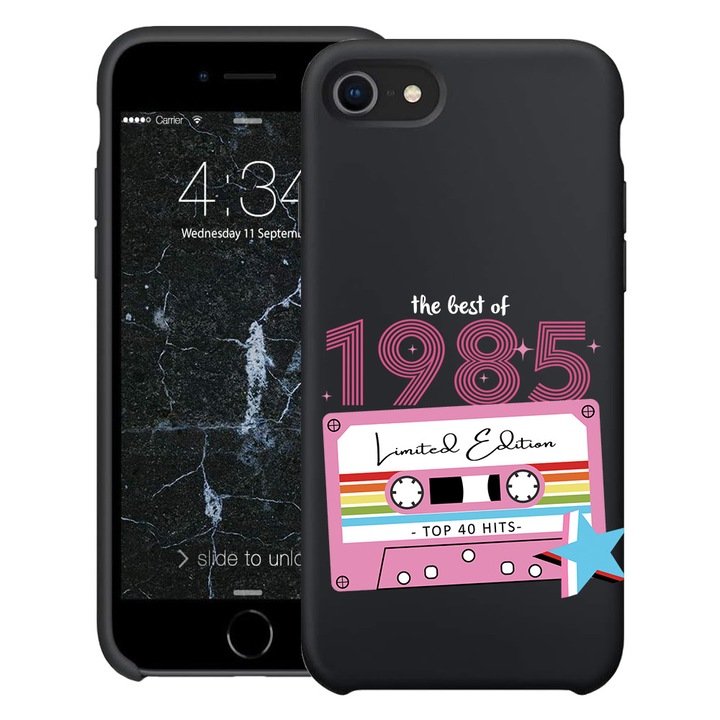 BestCase 0.8mm Slim Szilikon telefontok, kompatibilis modell Apple iPhone SE 3 / SE 2 / 7 / 8, Best Of 1985 - Girl Style, Kamera védő, Fekete, 1396527 B 1939