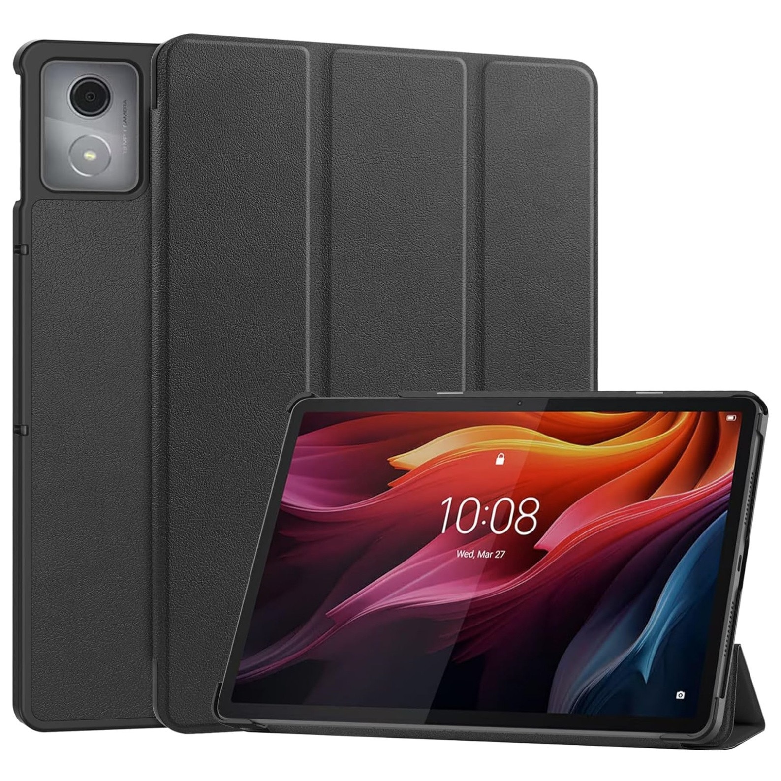 Husa flip, Lenovo, Tab K11 Plus, 11.45'', functie stand, inchidere magnetica, material: piele ecologica + TPU, culoare: gri, protectie impotriva zgarieturilor, potrivire perfecta, functie de activare/dezactivare