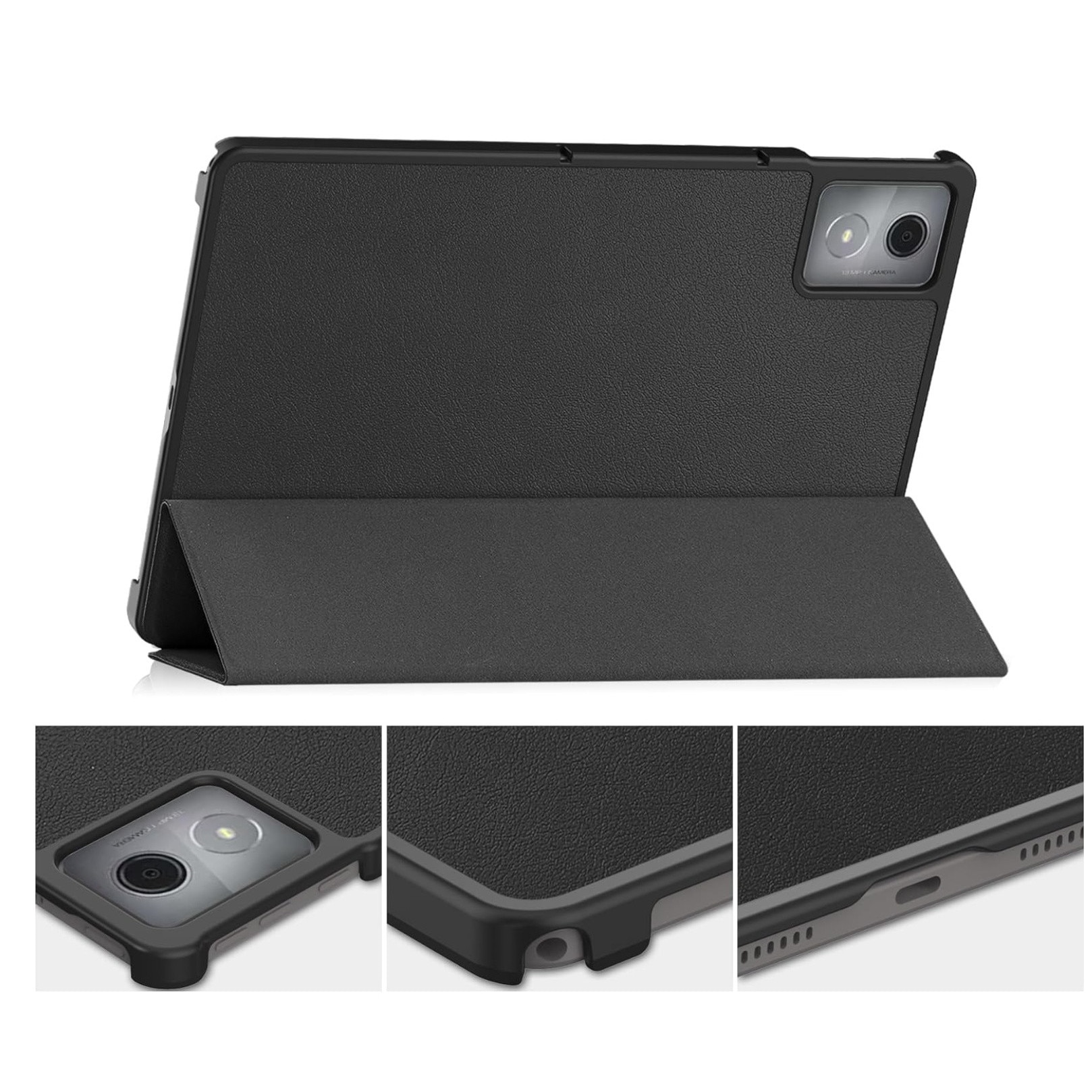 Husa flip, Lenovo, Tab K11 Plus, 11.45'', functie stand, inchidere magnetica, material: piele ecologica + TPU, culoare: gri, protectie impotriva zgarieturilor, potrivire perfecta, functie de activare/dezactivare