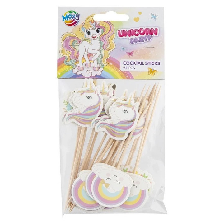 Betel cocktail Grafix, lemn, set 24 bucăți, roz