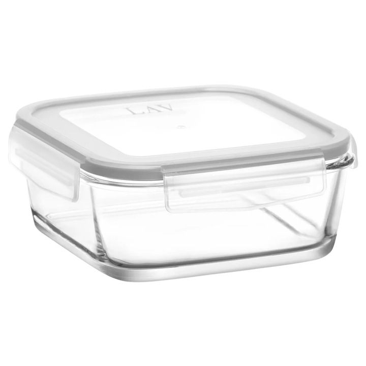Cutie alimentara din sticla LAV Fresco cu inchidere alba, 1,15 L