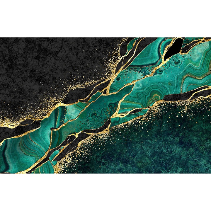 Магнитна маска за радиатор, Naklejkomania, зелен мрамор, 60x100 см