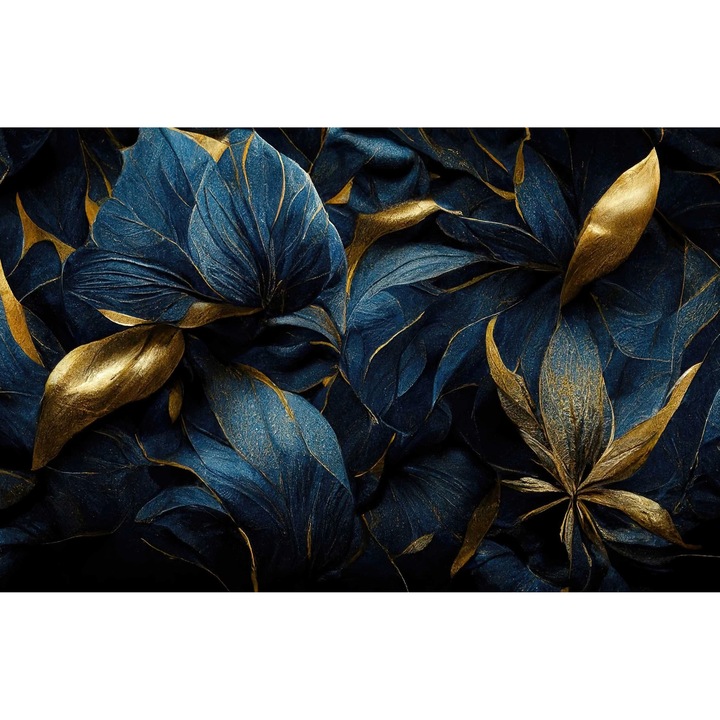 Магнитна маска за радиатор, Naklejkomania, сини листа, 60x100 см