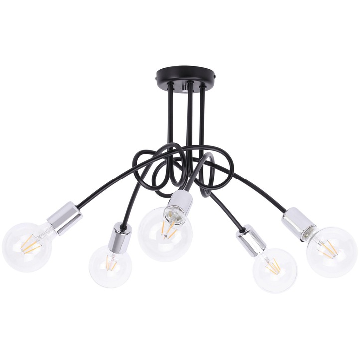 Lustra 5 surse de lumina, Light Home, crom, 35x53cm, disponibile in 3 culori