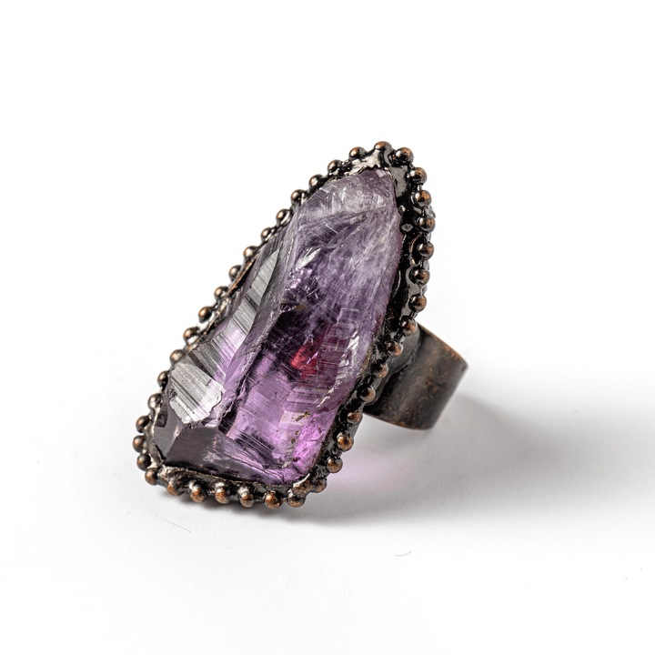 Inel Reglabil Vintage cu Ametist Natural - Claritate si Echilibru