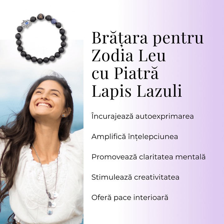 Bratara pentru Zodii cu Margele de Obsidian, Pandantiv Mana Fatimei si Ochiul "Rau"