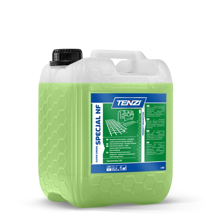 Detergent universal Tenzi Super Green Specjal, 10L, pentru curatare industriala, eficient impotriva murdariei uleioase