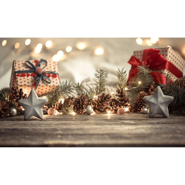 Masca decorativa pentru calorifer Naklejkomania, dimensiune 60x100cm, montare magnetica, protectie impotriva zgarieturilor, design de Craciun