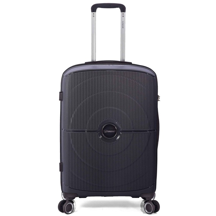 Valiza de calatorie medie Benzi, extensibila, cu roti, neagra, 42x65x25cm, 3kg