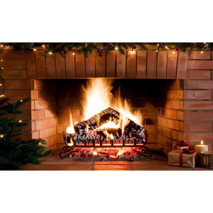 Masca magnetica pentru calorifer, Naklejkomania, Zimny Kominek, 60x100cm, design festiv