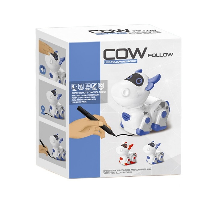 Музикален бионичен механичен модел на животно за деца, рисуван, робот теле, син