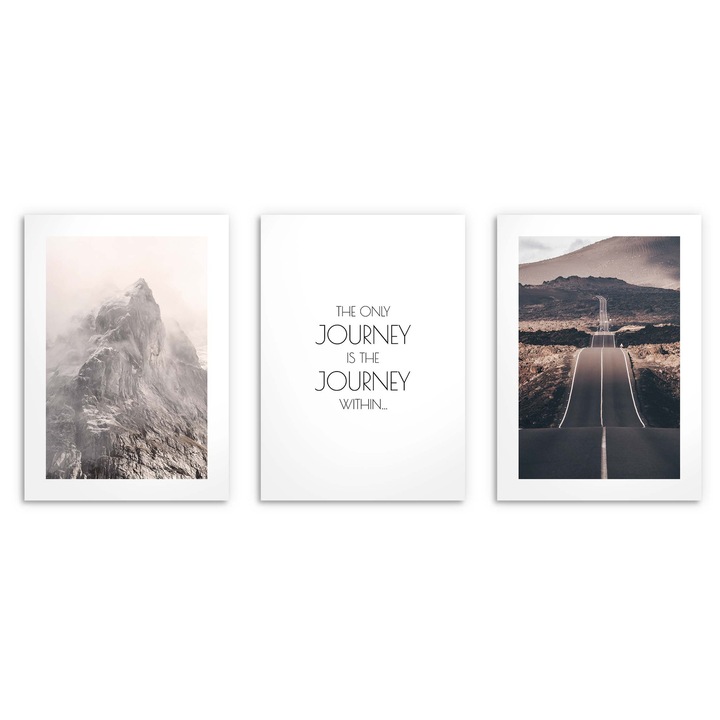 Set de 3 postere motivationale cu citat, Naklejkomania, 30x40cm, ecologic, minimalist