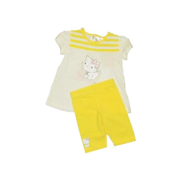 Set vara bumbac, Tunica si Pantaloni Charmmy Kitty, fete, Galben