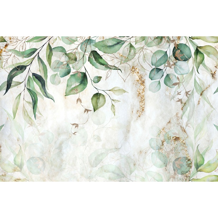 Masca decorativa pentru calorifer Naklejkomania, frunze, aurie, 60x100cm