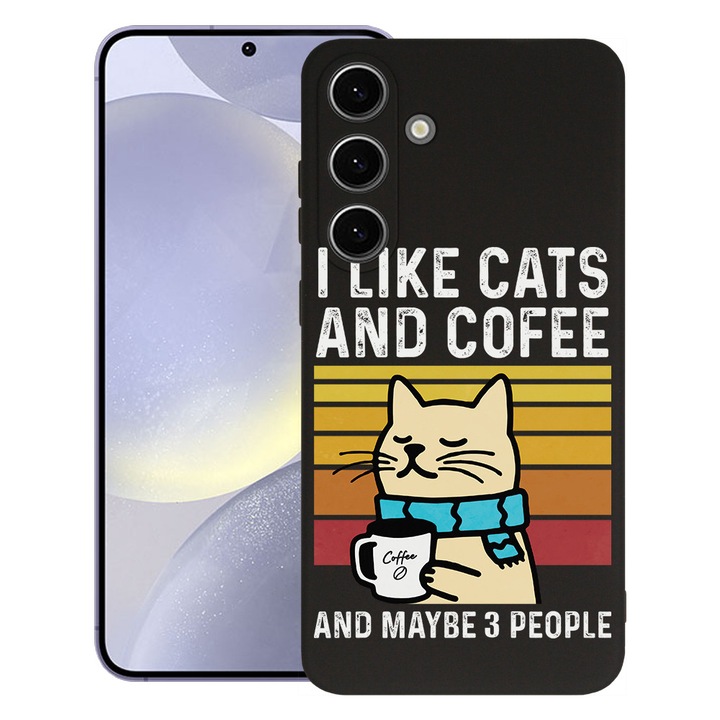 BestCase® Husa Premium Silicon pentru Samsung Galaxy S25, Cats And Cofee, 1938306 PB 1851