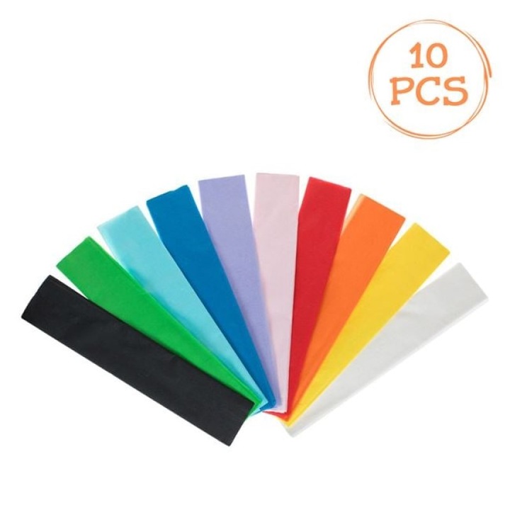 Színes krepp papír készlet, 20.4 g/m², 200×50 cm, 10 lap