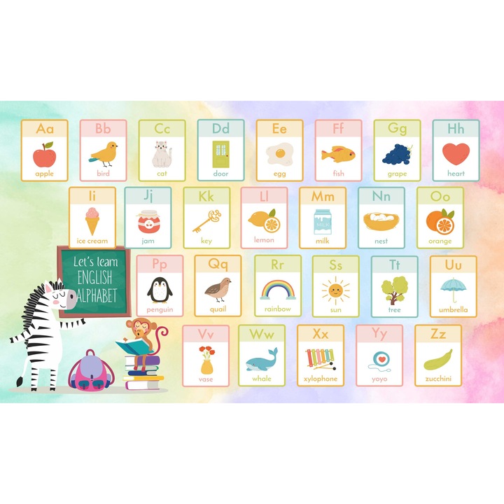 Masca decorativa magnetica pentru calorifer Alfabet, 60x100cm, set educational, Naklejkomania