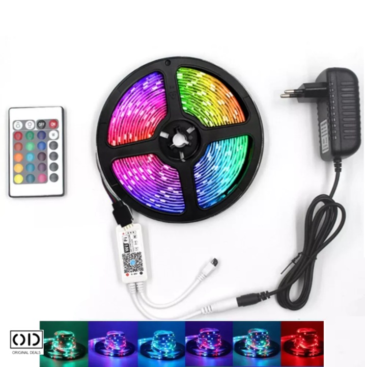Banda LED cu Iluminare RGB, Lungime 10 Metri si Telecomanda Inclusa, pentru Uz Interior, PVC, Premium, ORIGINAL DEALS