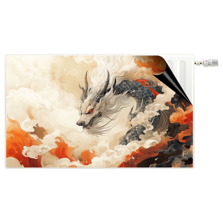 Masca decorativa magnetica pentru calorifer, Naklejkomania, 60x100cm, design cu dragon