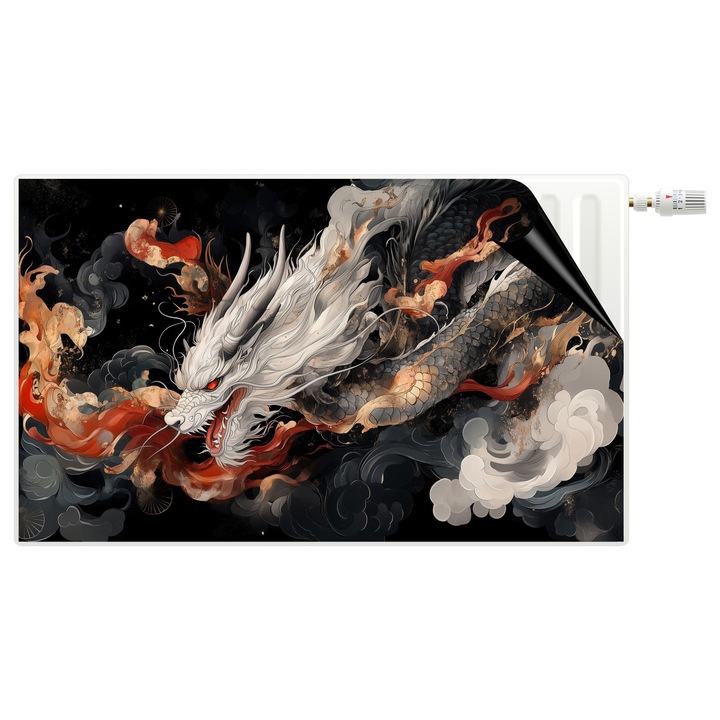 Masca decorativa magnetica pentru calorifer, Smok Fantasy, 60x100cm, usor de curatat, montaj simplu