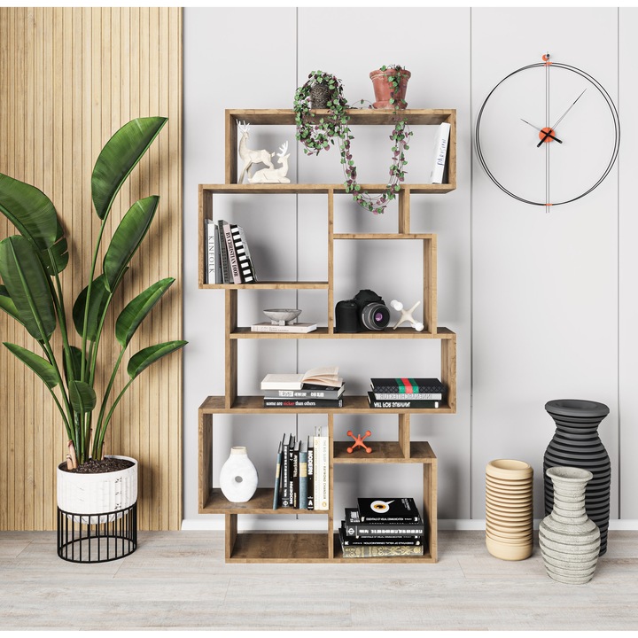 KARMATO Dekoratív polc, 96x168,5x25,5cm, modern design, melamin felület, több rekeszes