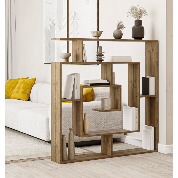 LABIRENT polcok, Decortie, geometrikus minta, 6 szint, 125x129x22cm, melamin