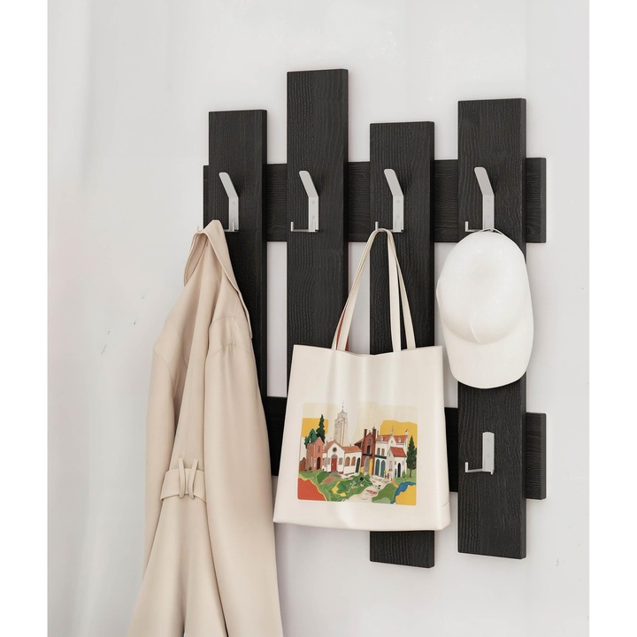 WAVE Dekor akasztók, modern dizájn, 8 akasztó, fehér, 64x81x4cm