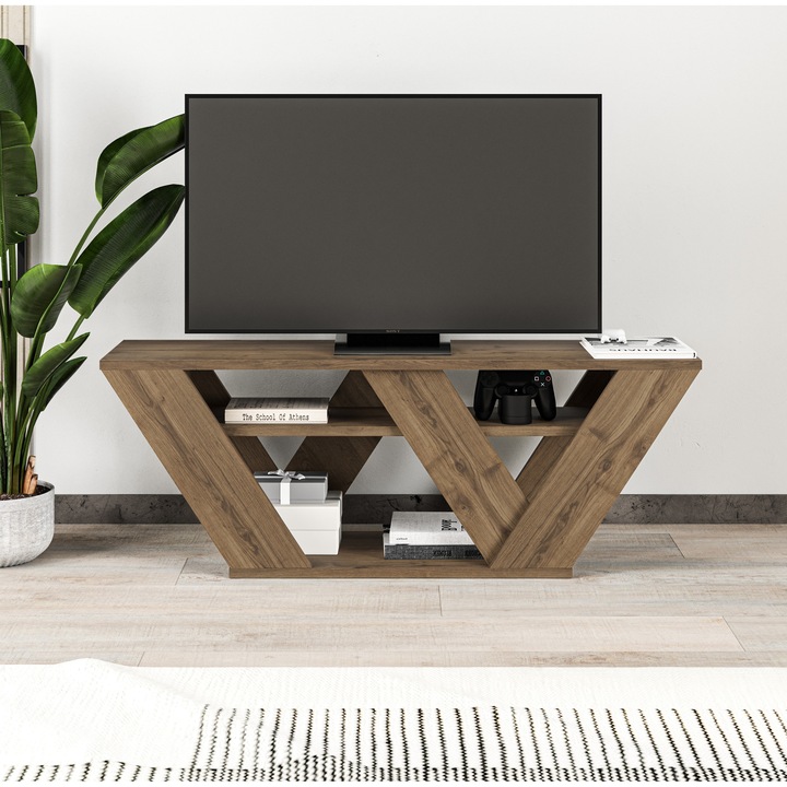 TV állvány Decortie PIPRALLA, 110x30x40cm, fehér, 2 nyitott polc