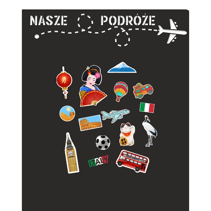 Tabla magnetica autocolanta, Naklejkomania, 58x70cm, neagra, pentru expunerea magnetilor