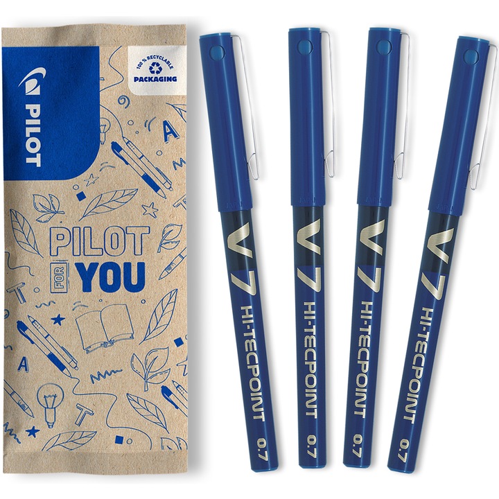 Set flow pack 4x rollere V7 Hi-Tecpoint albastru