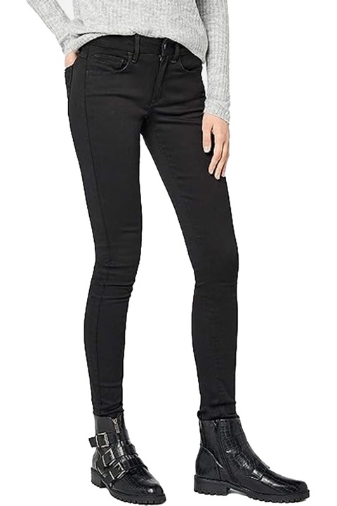 Blugi de damă G-Star RAW 3301 D-Mid Super Skinny, Yield Black Superstretch, Bumbac, Negru, Negru