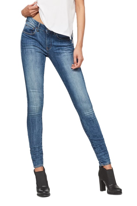 Blugi de dama G-Star RAW 3301 D-Mid Super Skinny 6596295 16113-16, Trender Ultimate Stretch, Bumbac, W28-L30, Albastru