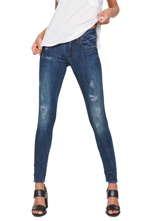 Blugi super skinny G-Star RAW Lynn D-Mid pentru femei, talie medie, croială foarte conică, bleumarin, Albastru inchis