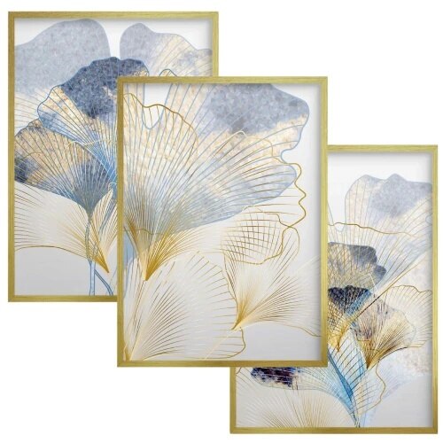 Set tablouri cu rame aurii, Naklejkomania, 3 postere 30x40cm
