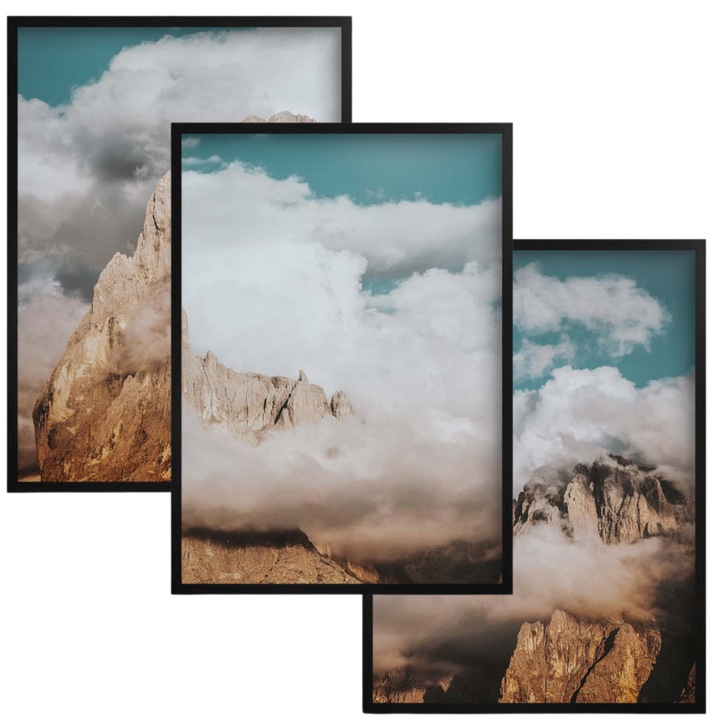 Комплект за рисуване, Наклейкомания, планински пейзаж, 3x 30x40см, черни рамки