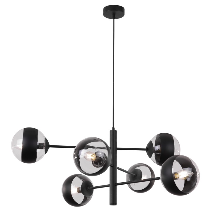 Lustra Light Home Toledo, 6 brate, neagra, E14
