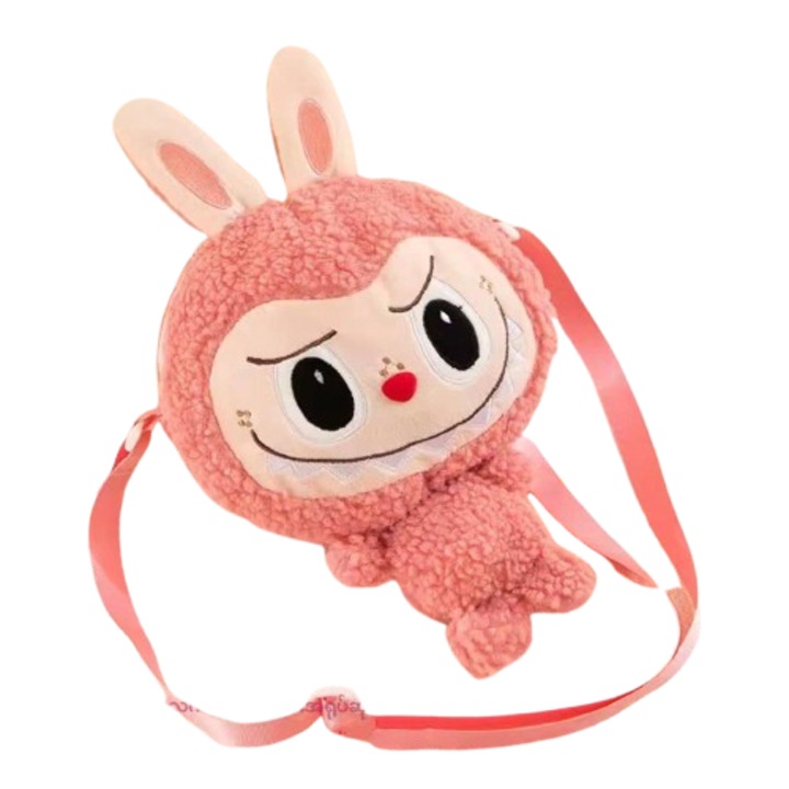 Labubu Játék, Táska Típusú, Plüss, Rózsaszín/Lila, 32x22cm