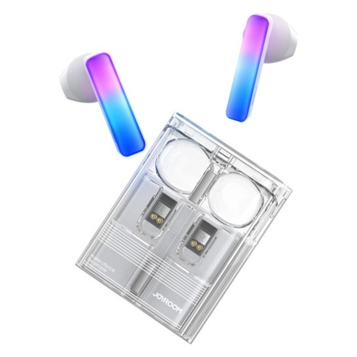 Joyroom icelens bluetooth fülhallgató sztereo, v5.3, tws, mikrofon, led jelzés + töltőtok, fehér