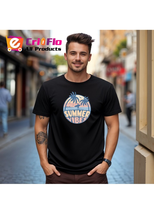 Tricou barbat Summer vibes (6), Negru
