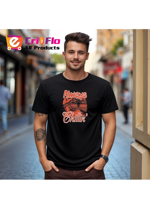 Tricou barbat Always chillin', Negru