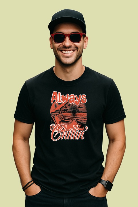 Tricou barbat Always chillin', Negru